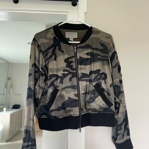 Camouflage Bomber Jacket with Black Accents